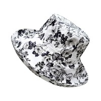 Bucket Hat - Cotton Canvas w/ Flower Print - Black - HT-6580BK